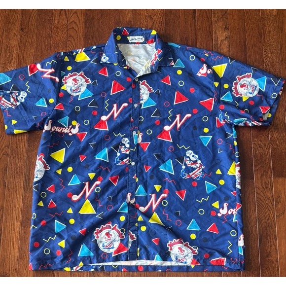BWM Global Other - Nashville‎ Sounds All Over Print Shirt Mens Blue Logo Button Up Short Sleeve XL